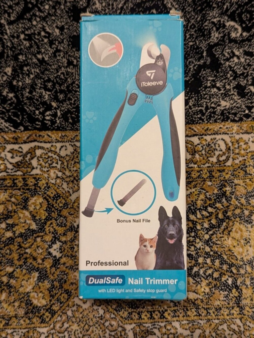Professional DualSafe Nail Trimmer for Small Pets LED Light Guard Lock Nail File